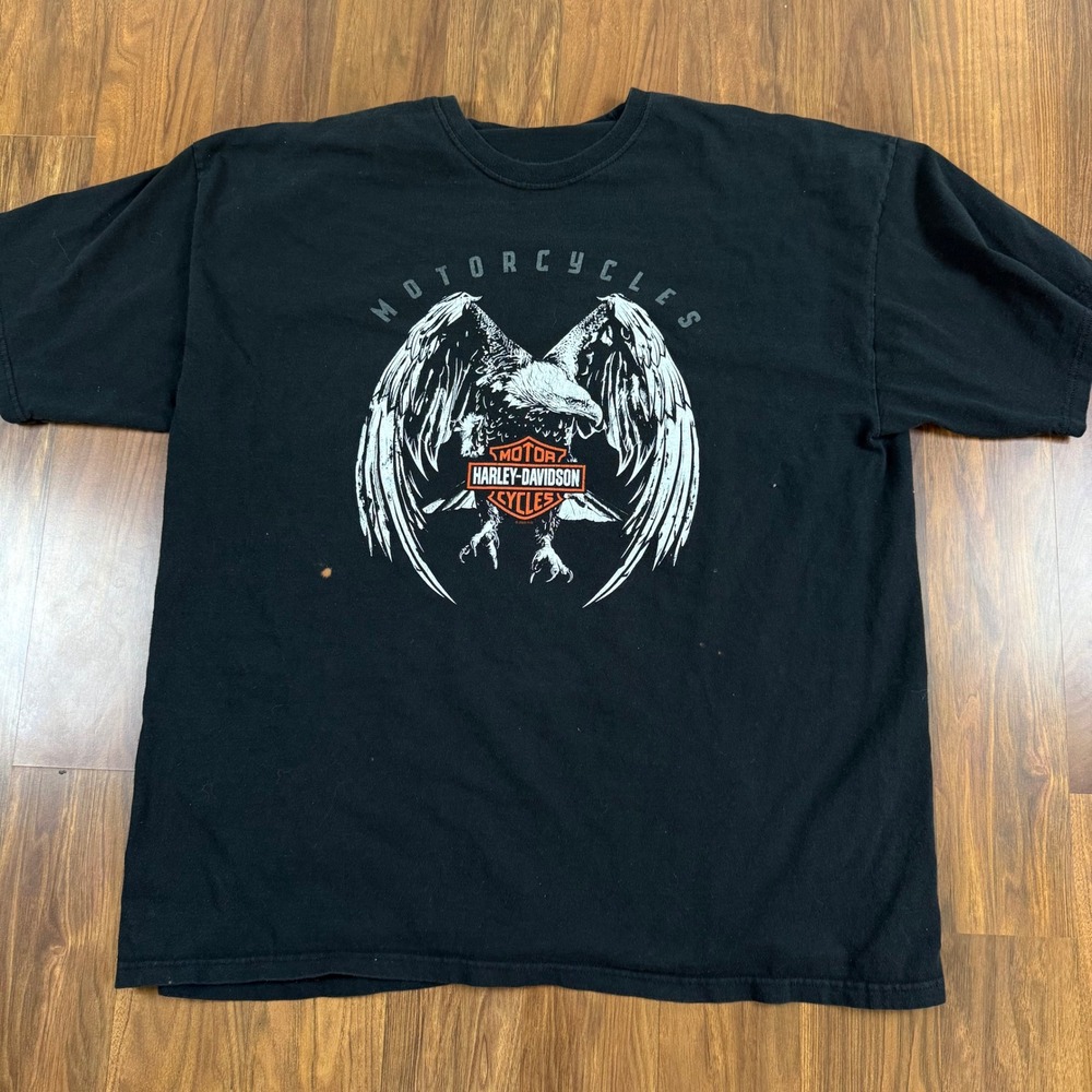 Harley Davidson Eagle Distressed T-Shirt XXL Bull Falls Wausau WI Biker Tee
